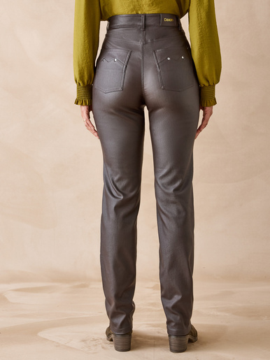 Pantalon enduit taille haute