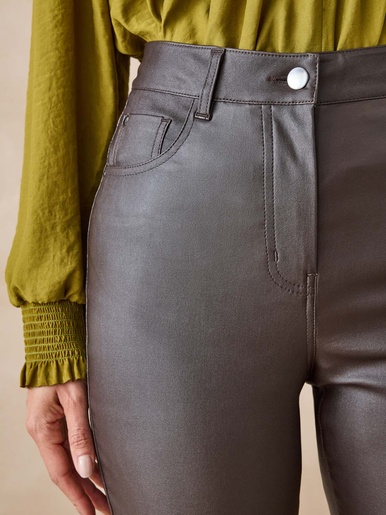 Pantalon enduit taille haute
