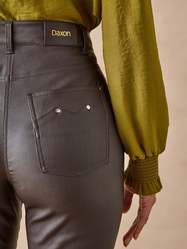 Pantalon enduit taille haute