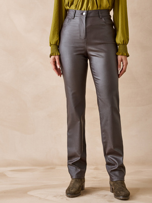 Pantalon enduit taille haute