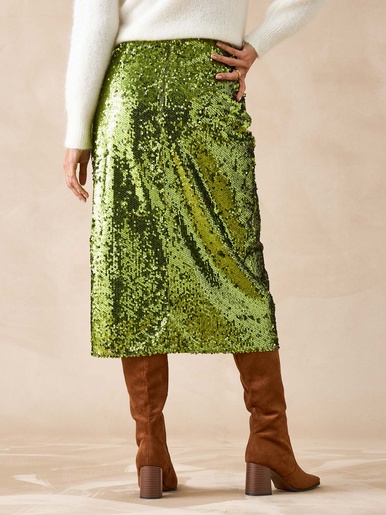 Jupe droite à sequins