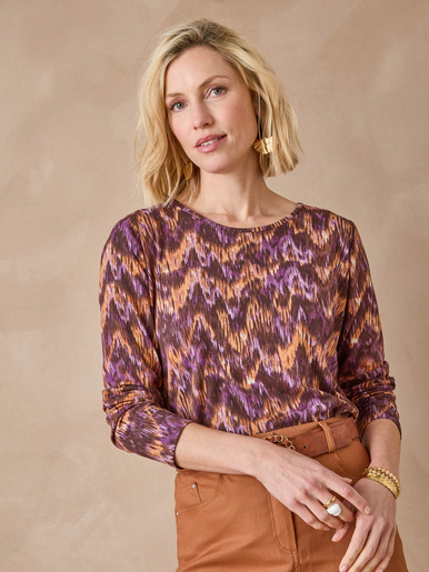 Lot de 2 tee-shirt manches longues - Daxon - Imprimé violet marron