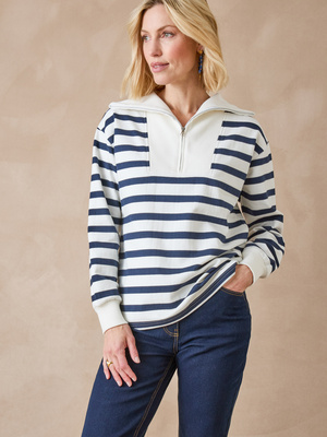 Sweat-shirt col camionneur zippé