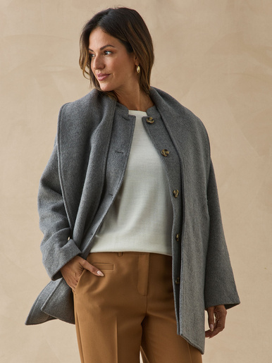 Manteau court écharpe amovible