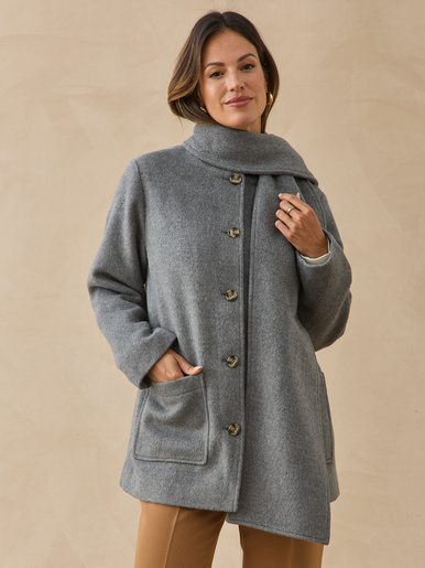 Manteau court écharpe amovible