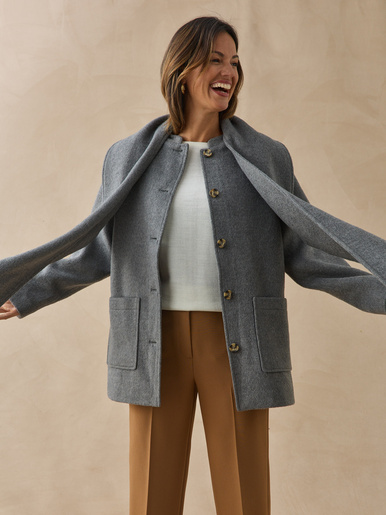 Manteau court écharpe amovible