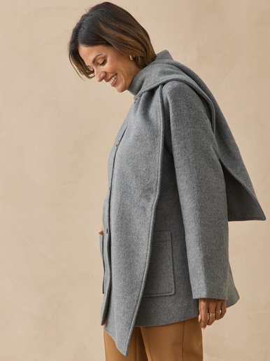 Manteau court écharpe amovible