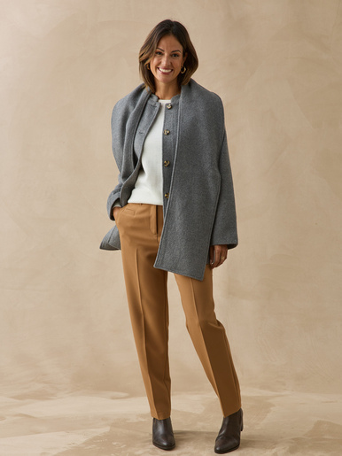 Manteau court écharpe amovible