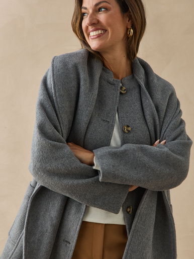 Manteau court écharpe amovible