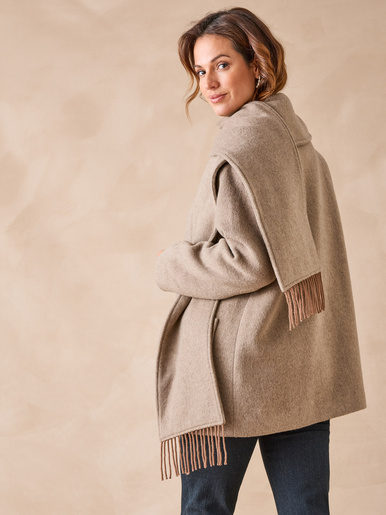 Manteau court écharpe amovible