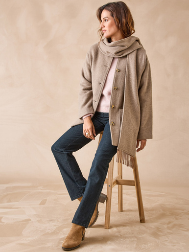 Manteau court écharpe amovible