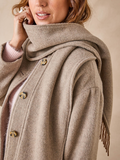 Manteau court écharpe amovible