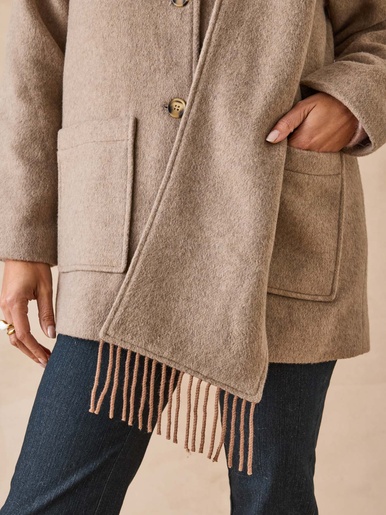 Manteau court écharpe amovible