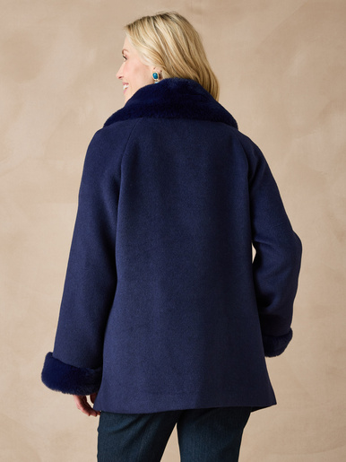 Manteau court coupe ample - Daxon - Marine
