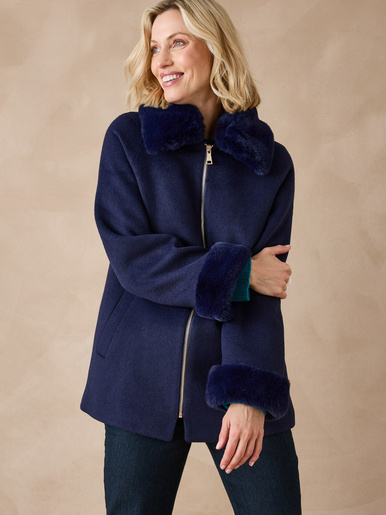Manteau court coupe ample - Daxon - Marine