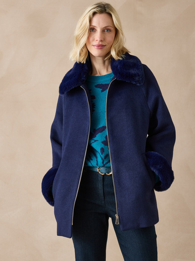 Manteau court coupe ample - Daxon - Marine