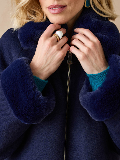 Manteau court coupe ample - Daxon - Marine