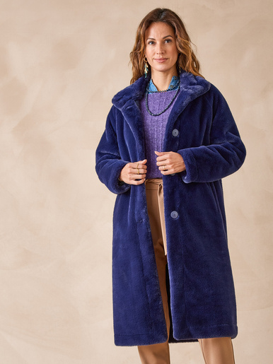 Manteau imitation fourrure - Daxon - Marine