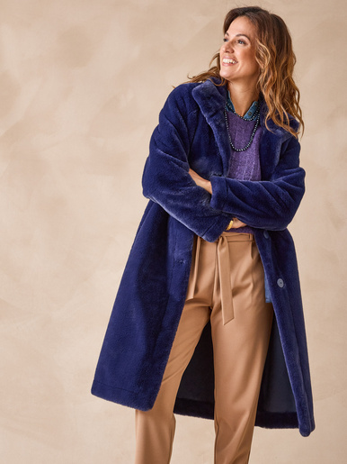 Manteau imitation fourrure - Daxon - Marine