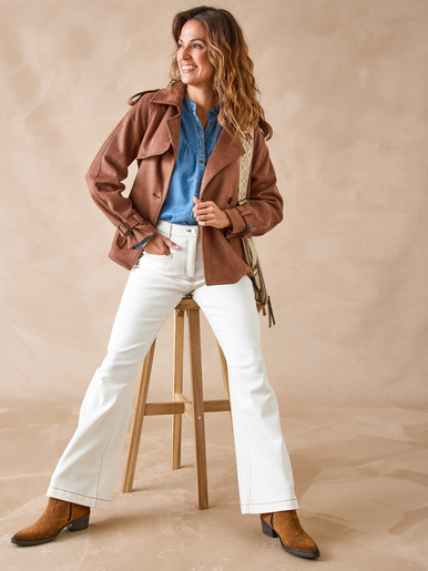 Veste style trench en suédine