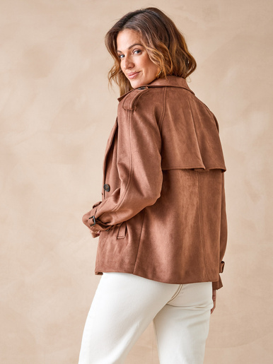 Veste style trench en suédine