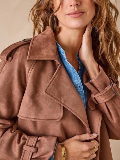 Veste style trench en suédine