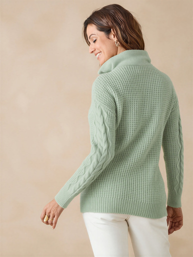 Pull en maille fantaisie col zippé