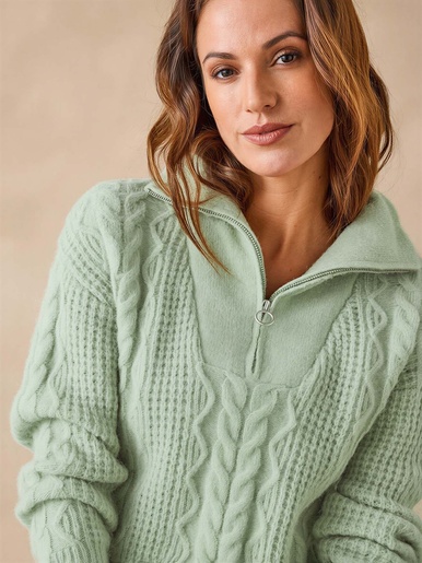 Pull en maille fantaisie col zippé