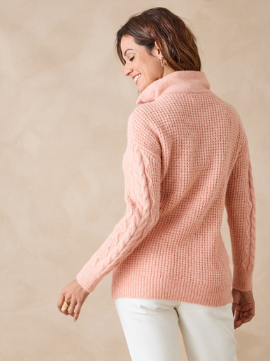 Pull en maille fantaisie col zippé