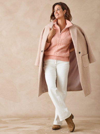 Pull en maille fantaisie col zippé