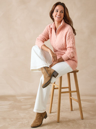 Pull en maille fantaisie col zippé