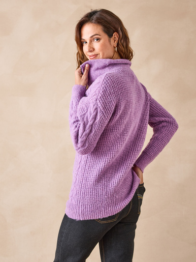 Pull en maille fantaisie col zippé