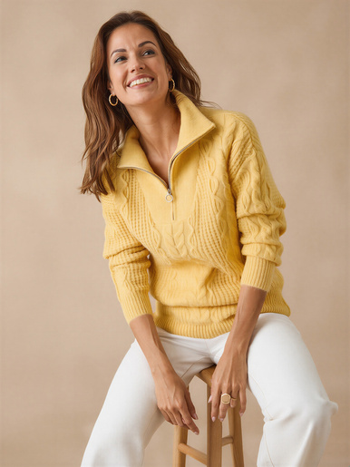 Pull en maille fantaisie col zippé