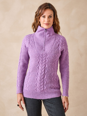 Pull en maille fantaisie col zippé