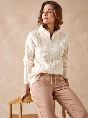 Pull en maille fantaisie col zippé