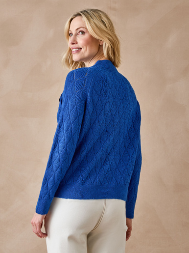 Pull maille fantaisie col montant