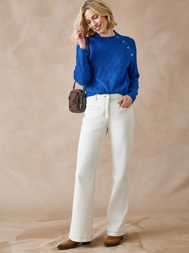 Pull maille fantaisie col montant