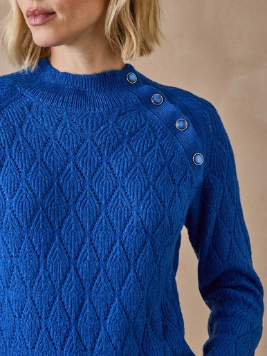 Pull maille fantaisie col montant