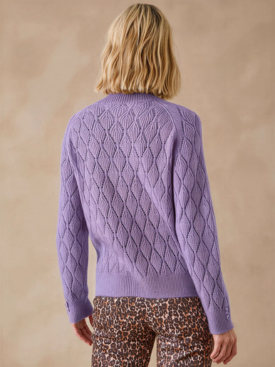 Pull maille fantaisie col montant