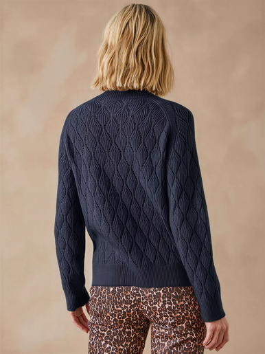 Pull maille fantaisie col montant