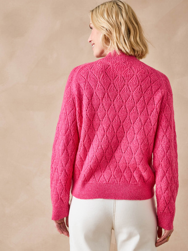 Pull maille fantaisie col montant