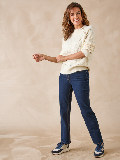 Pull maille fantaisie col montant