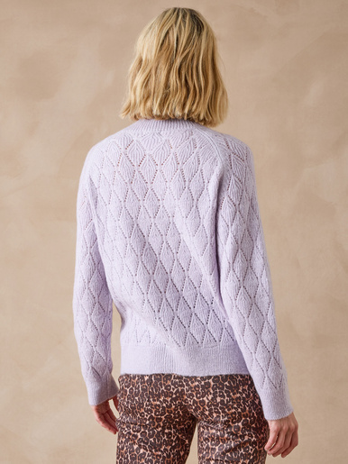Pull maille fantaisie col montant