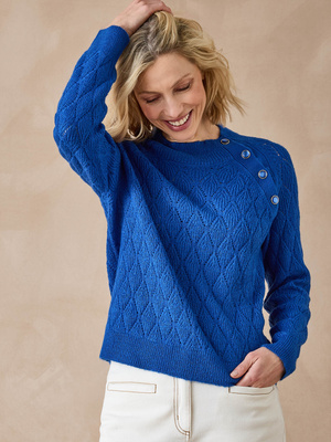 Pull maille fantaisie col montant