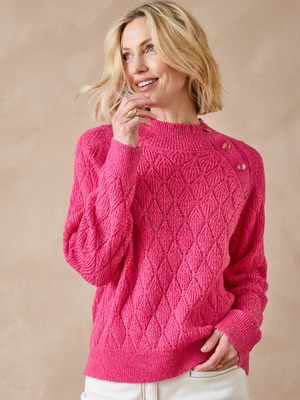 Pull maille fantaisie col montant