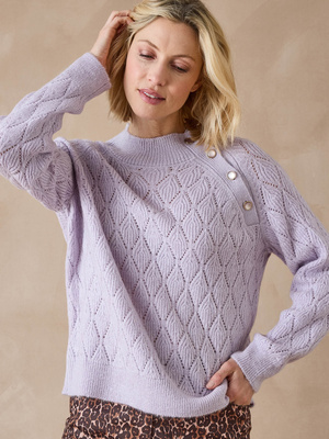 Pull maille fantaisie col montant
