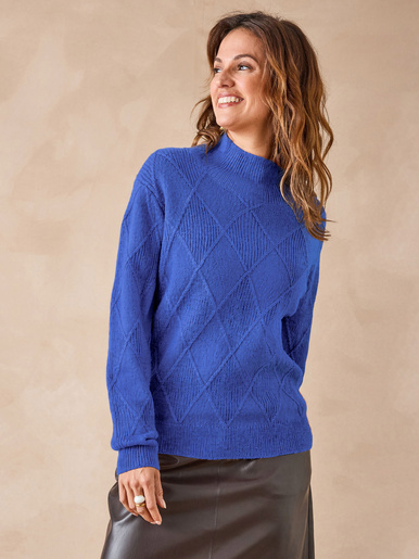 Pull col montant motif losanges