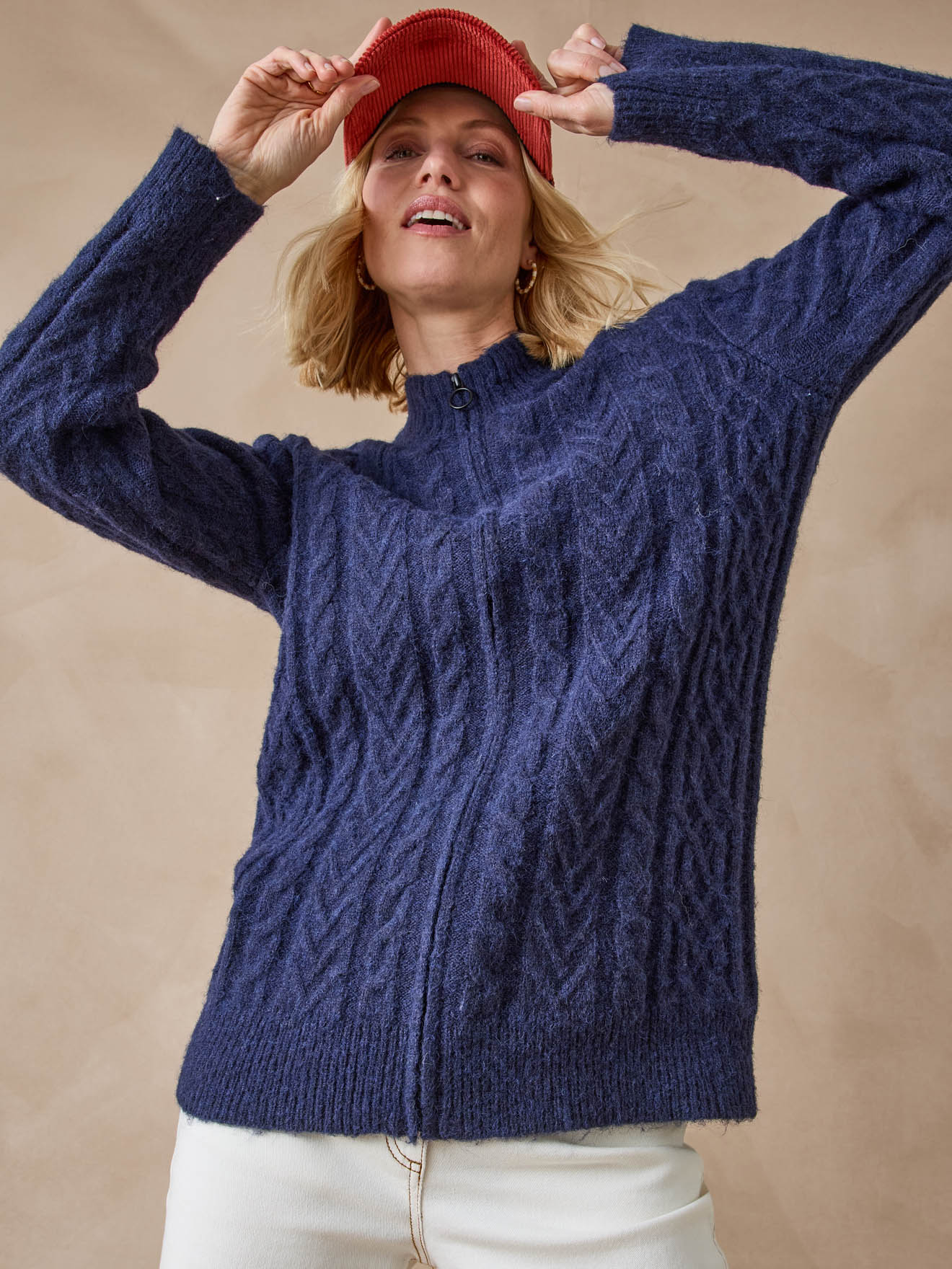 Gilet zippé col montant avec laine - Daxon - Marine