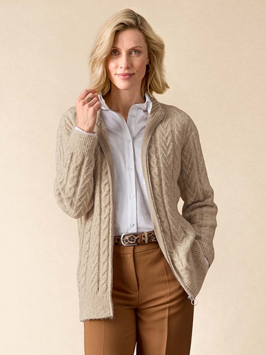 Gilet zippé col montant avec laine