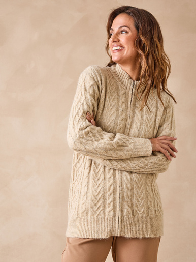 Gilet zippé col montant avec laine